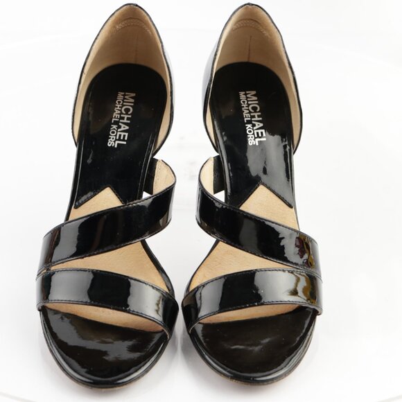 MIchael Kors Womens Sandals Size 7 Black Patent Strappy D'Orsay Heel Dress Shoes - Picture 9 of 12